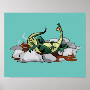 Hadrosaurus Relaxing In A Jacuzzi. Poster