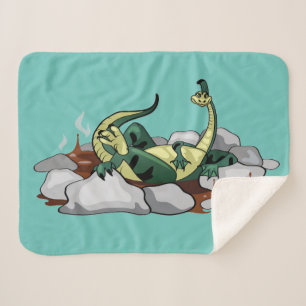 Hadrosaurus Relaxing In A Jacuzzi. Sherpa Blanket