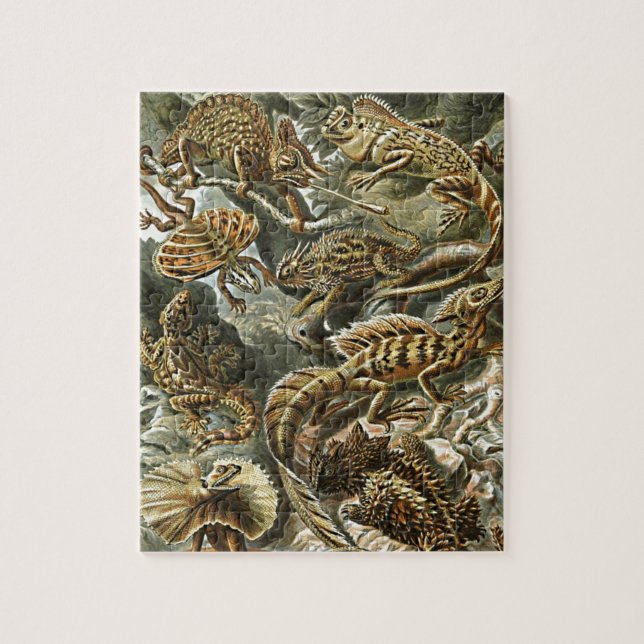 Haeckel Lizard Bearded Dragon Iguana Painting Jigsaw Puzzle (Vertical)