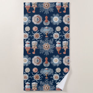 Haeckel Nature Art Siphonophorae Antique Print Beach Towel