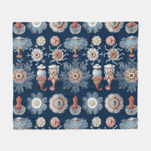 Haeckel Nature Art Siphonophorae Antique Print Fleece Blanket
