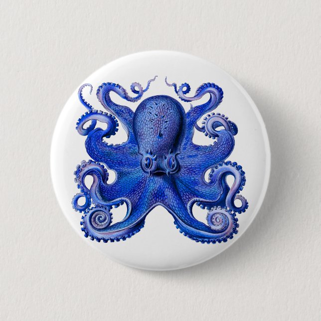 Haeckel Octopus Blue 6 Cm Round Badge (Front)