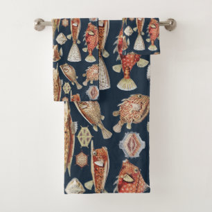 Haeckel Ostraciontes Tropical Fish Nature Art Bath Towel Set