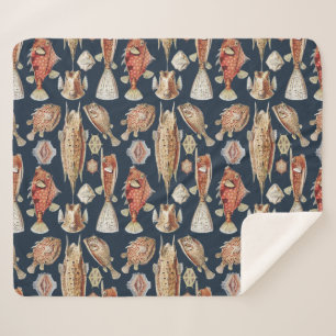 Haeckel Ostraciontes Tropical Fish Nature Art Sherpa Blanket
