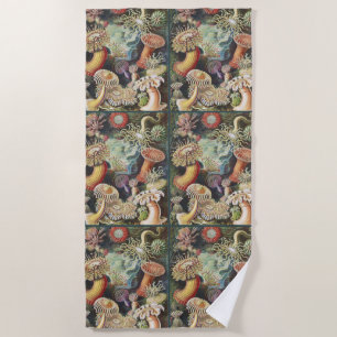 Haeckel Sea Anemones Nautical Sea Life Art Collage Beach Towel