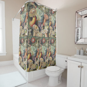 Haeckel Sea Anemones Nautical Sea Life Art Collage Shower Curtain