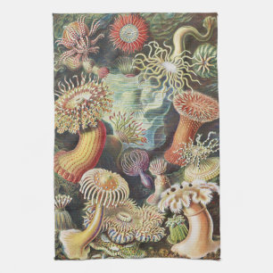 Haeckel Sea Anemones Nautical Sea Life Art Collage Tea Towel