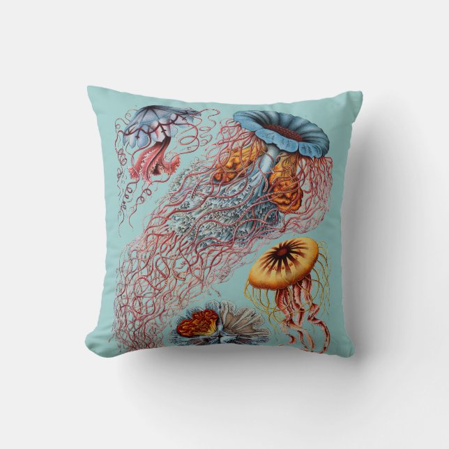 Haeckel Vintage Scientific Illustration Cushion (Front)