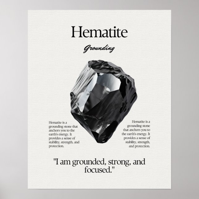 Haematite Gem Crystal Meaning Card Poster (Front)