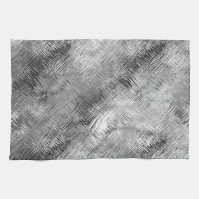 Haematite Grey Scribbled Texture Tea Towel (Horizontal)