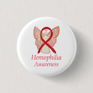 Haemophilia Angel Red Awareness Ribbon Buttons