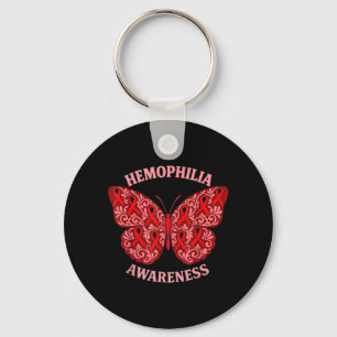Haemophilia Awareness Butterfly Red Ribbon Men Key Ring