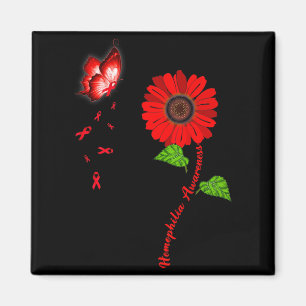 Haemophilia Awareness Red Butterfly Suower Ribbon Magnet