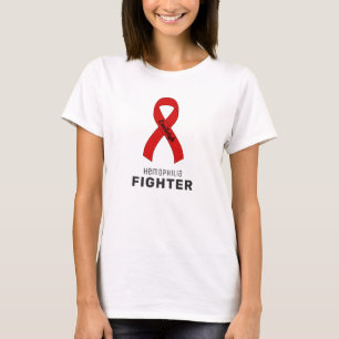 Haemophilia Fighter Ribbon White T-Shirt