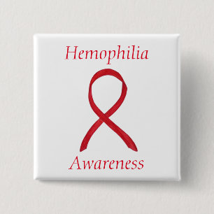 Haemophilia Red Awareness Ribbon Custom Button