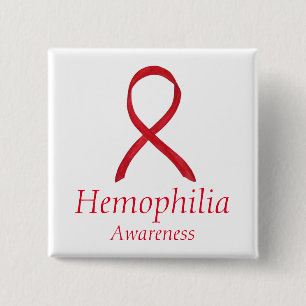 Haemophilia Red Awareness Ribbon Custom Pendant 15 Cm Square Badge