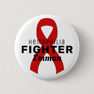 Haemophilia Ribbon White Button