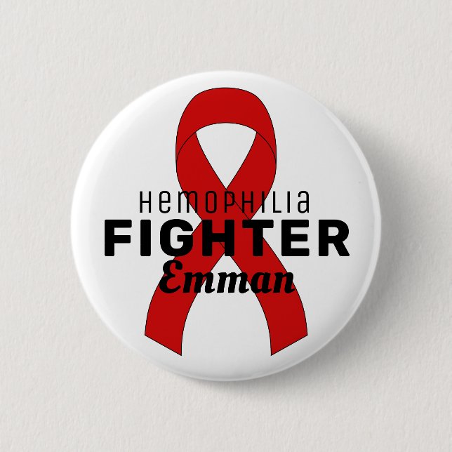 Haemophilia Ribbon White Button (Front)