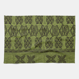 Haena Beach Hawaiian Primitive Tapa Tea Towel