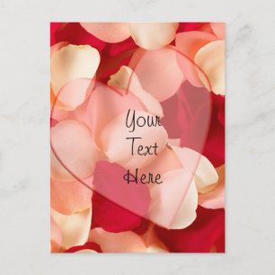 haert and rose petals plain postcard