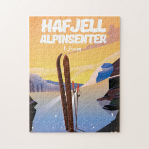 hafjell alpinsenter Norway beautiful ski poster. Jigsaw Puzzle