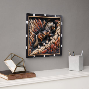 Haflinger Ascent Wood Wild Custom Square Wall Clock