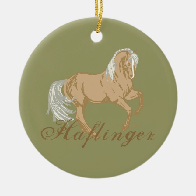 Haflinger Horse Ceramic Tree Decoration (Front)