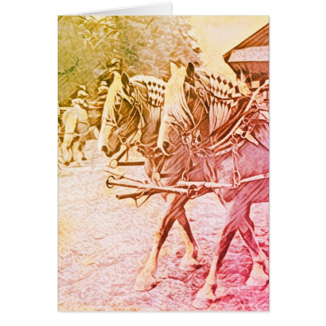 Haflinger Horses Blank Inside Greeting Card (Front)