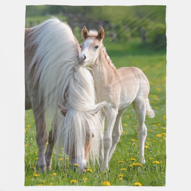 Haflinger Horses Cute Baby Foal With Mum Photo - Fleece Blanket (Front)