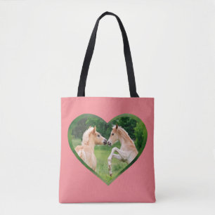 Haflinger Horses Cute Funny Foals Friends Heart Tote Bag