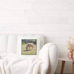 Haflinger Palomino Pony in Summer Pasture Photo Cushion