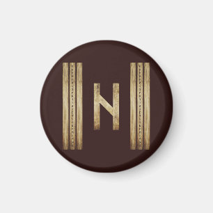 Hagalaz Brown Grunge Magnet (Round)