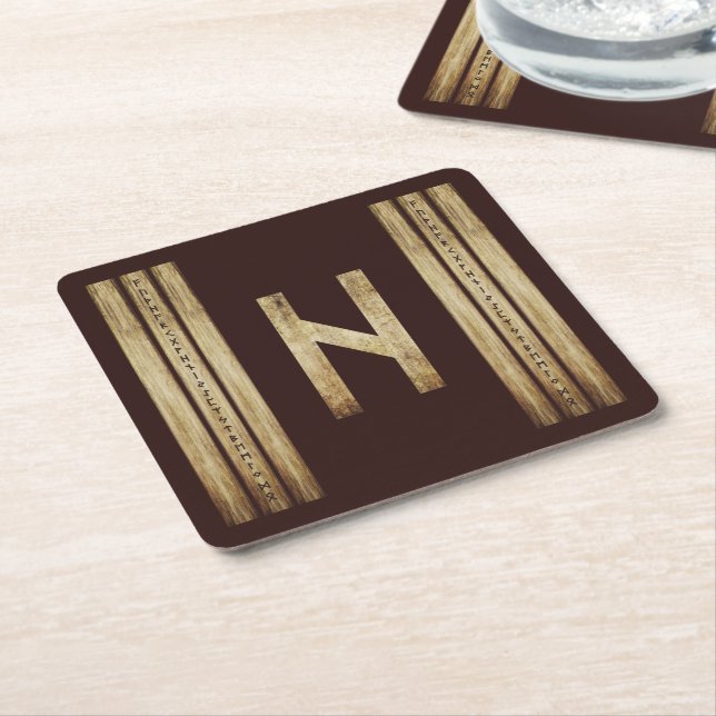 Hagalaz Brown Grunge Paper Coasters (Angled)
