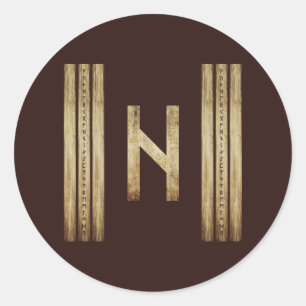 Hagalaz Brown Grunge Sticker (Round)