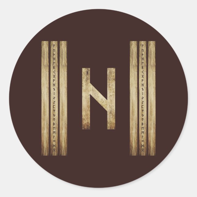 Hagalaz Brown Grunge Sticker (Round) (Front)