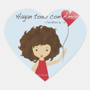 Hagan todo con amor heart sticker