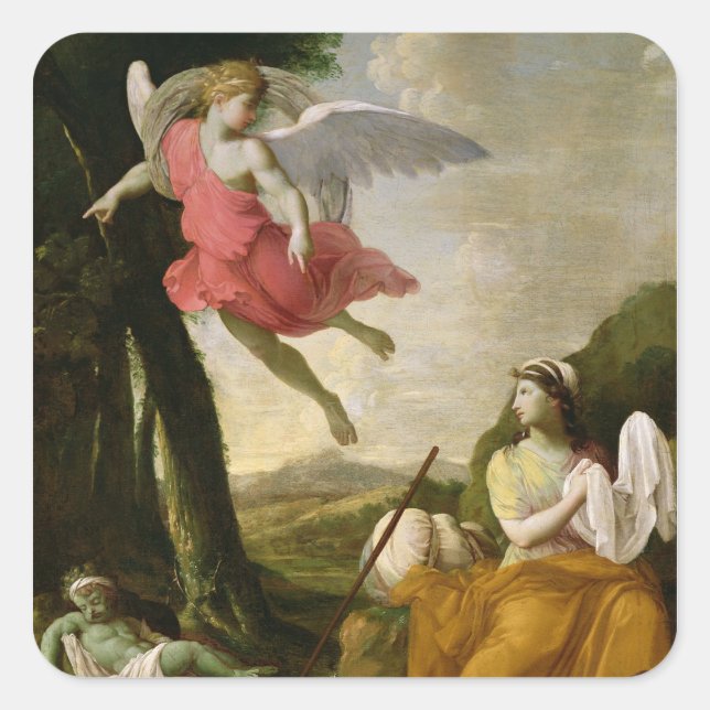 Hagar and Ishmael Rescued by the Angel, c.1648 Square Sticker (Front)