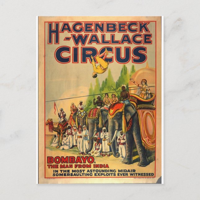 Hagenbeck Circus Vintage postcard Bombayo (Front)