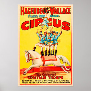 Hagenbeck Wallace Trained Animal USA Circus Troupe Poster