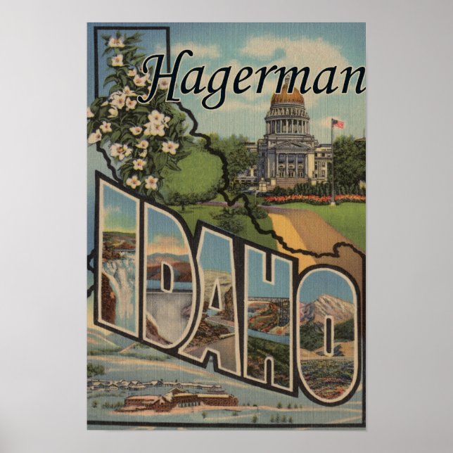 Hagerman, Idaho - Large Letter Scenes Poster (Front)