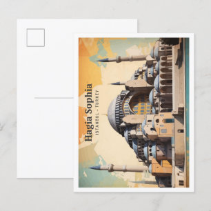 Hagia Sophia Istanbul Pop Art Travel Illustration Postcard