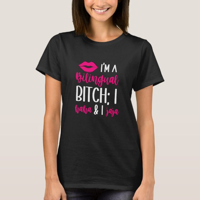 Haha Jaja  Bilingual Latina English Spanish Spangl T-Shirt (Front)