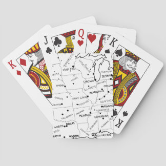 Hahd drawn US map Playing Cards