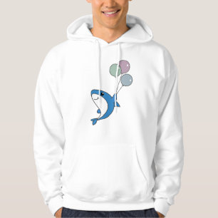 Hai Fish Flies With Balloons Sweet Animals Shark Hoodie