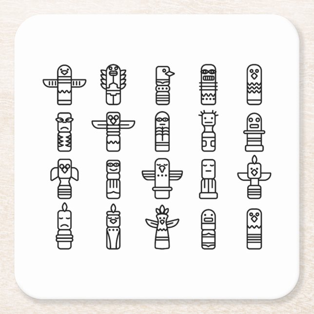 Haida Animals Native Indians Haida Indigenous Square Paper Coaster (Front)