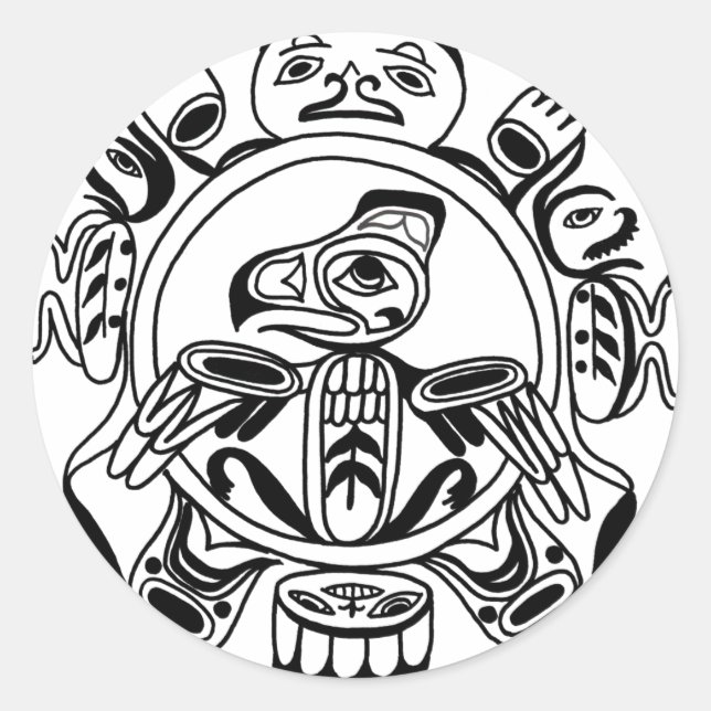 Haida Art - Nativive American Haidia Design Classic Round Sticker (Front)