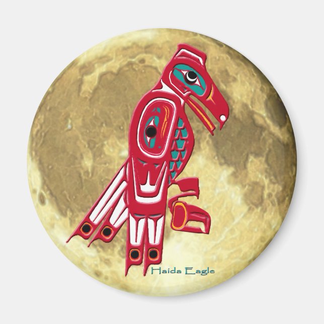 HAIDA EAGLE & FULL MOON Native American Art Magnet (Front)