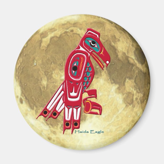 HAIDA EAGLE & FULL MOON Native American Art Magnet (Front)
