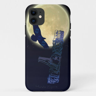 Haida Eagle, Full Moon & Totem Pole Native Art iPhone 11 Case