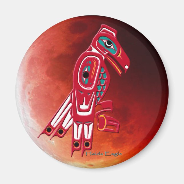 HAIDA EAGLE & RED MOON Native American Art Magnet (Front)